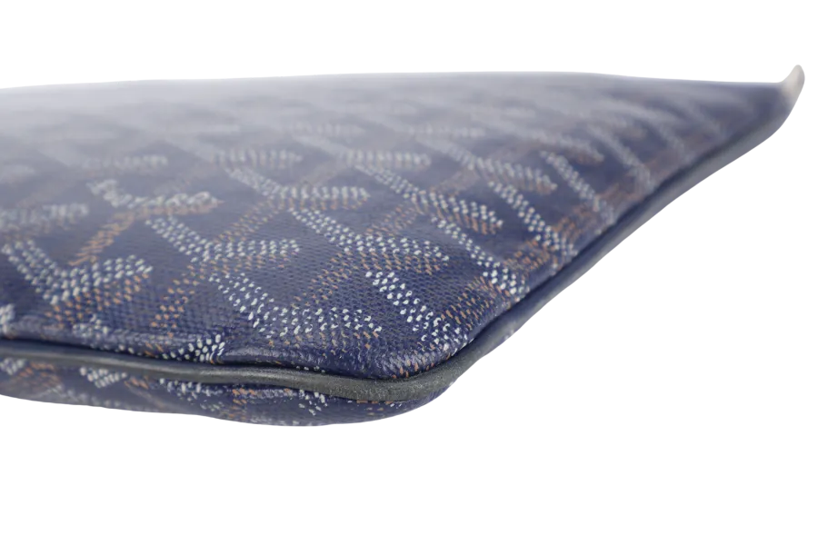GOYARD SENAT CLUTCH BLUE GOYARDINE SILVER HARDWARE NO DUST COVER