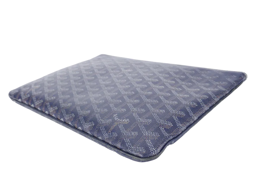 GOYARD SENAT CLUTCH BLUE GOYARDINE SILVER HARDWARE NO DUST COVER