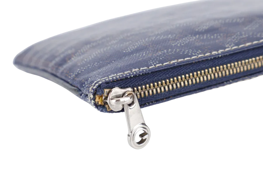 GOYARD SENAT CLUTCH BLUE GOYARDINE SILVER HARDWARE NO DUST COVER
