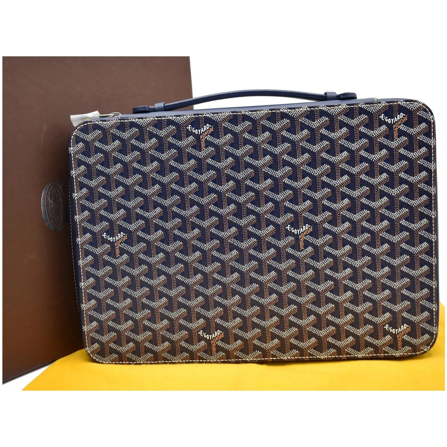 GOYARD Universal Companion Portfolio Goyardine Canvas Briefcase Bag Black