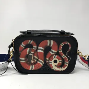 Gucci 2017 Kingsnake Camera Bag with Red, White and Blue Crossbody Strap