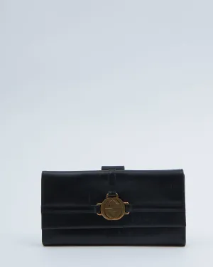 Gucci Black Leather Interlocking GG Flap Wallet