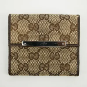 Gucci Brown GG Canvas x Leather Compact Wallet #2628