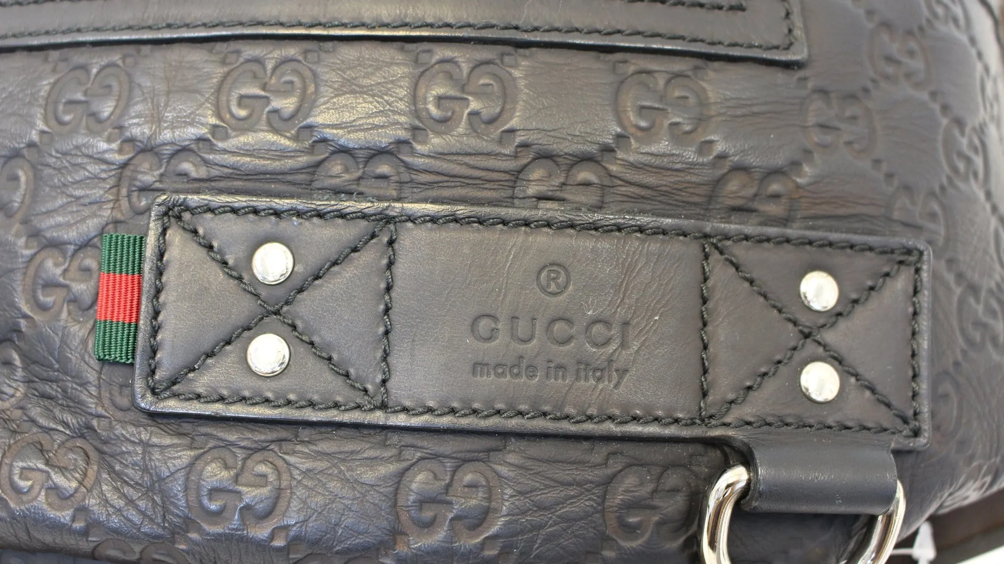 GUCCI GG Guccissima Black Leather Waist Crossbody Bag