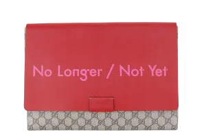 GUCCI GG SUPREME NO LONGER NOT YET LARGE CLUTCH RED LEATHER-CANVAS WITH DUST COVER
