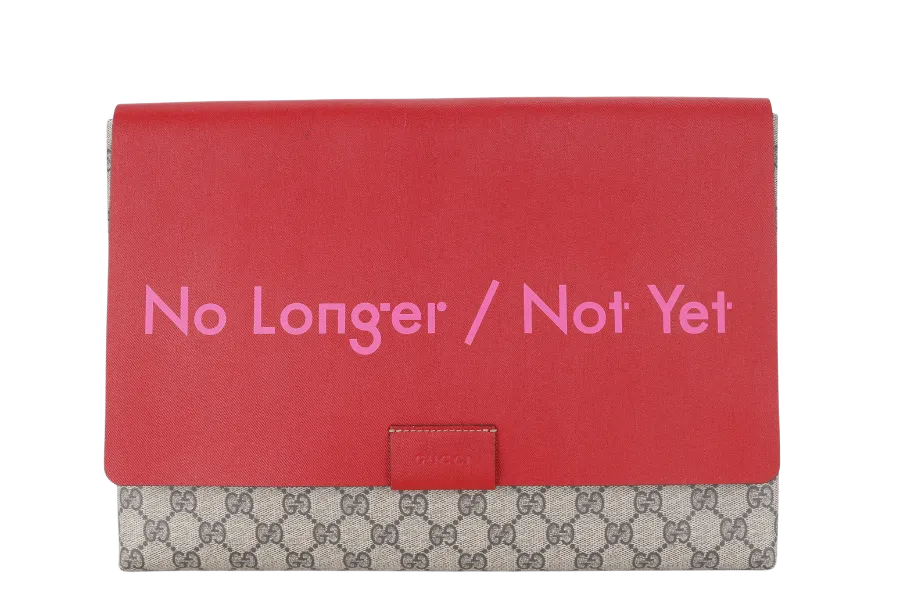 GUCCI GG SUPREME NO LONGER NOT YET LARGE CLUTCH RED LEATHER-CANVAS WITH DUST COVER