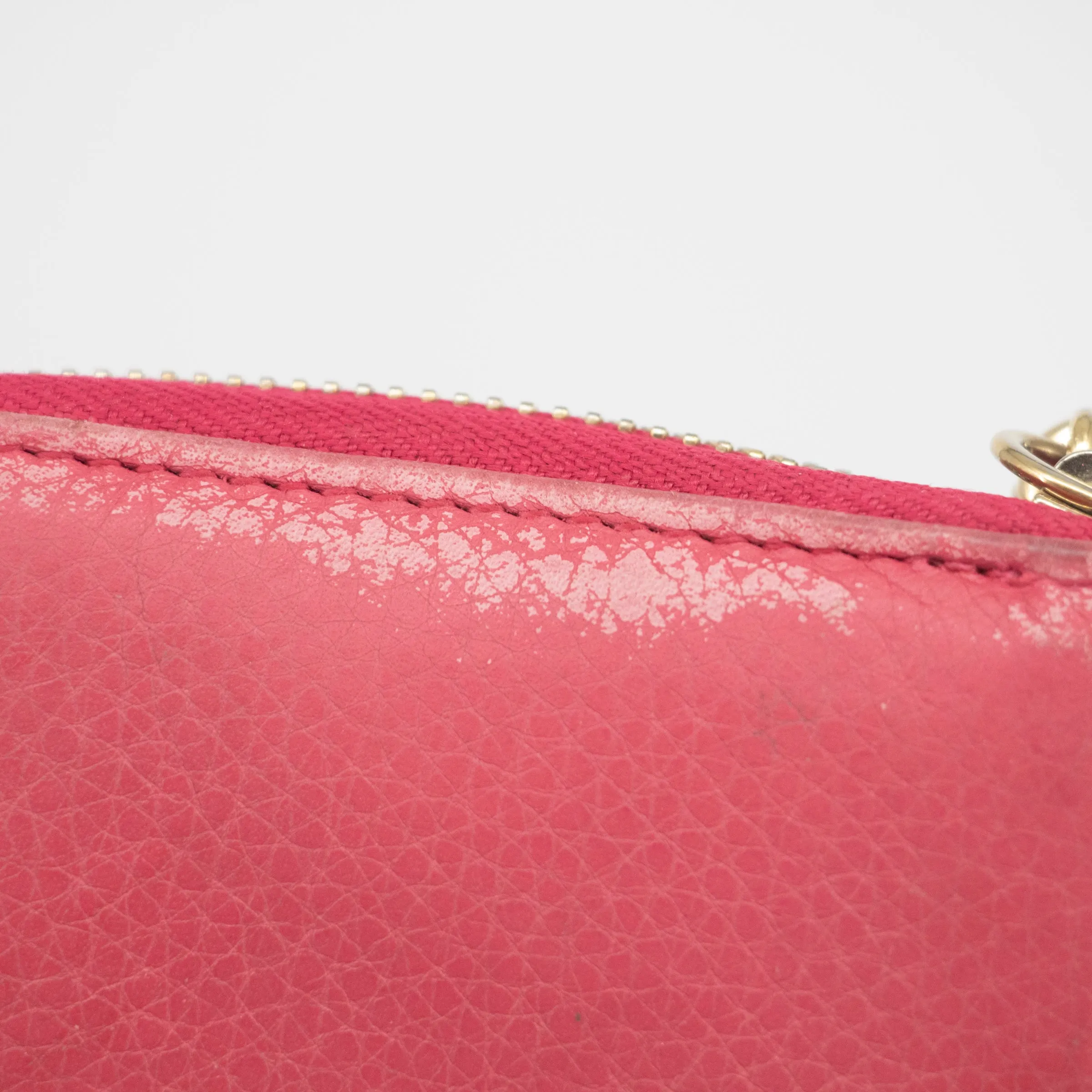 Gucci Pink Soho Interlocking G Leather Tassel Round Zipper Long Wallet #2058