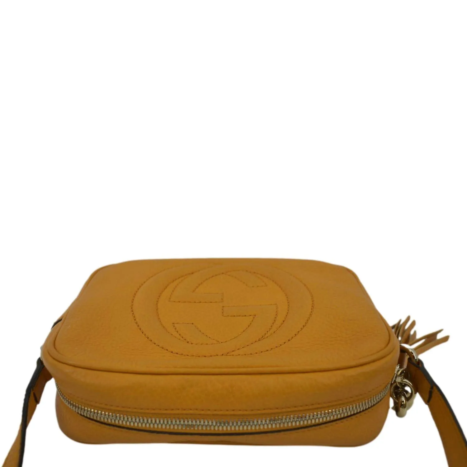 GUCCI Soho Disco Camera Leather Crossbody Bag Orange 308364