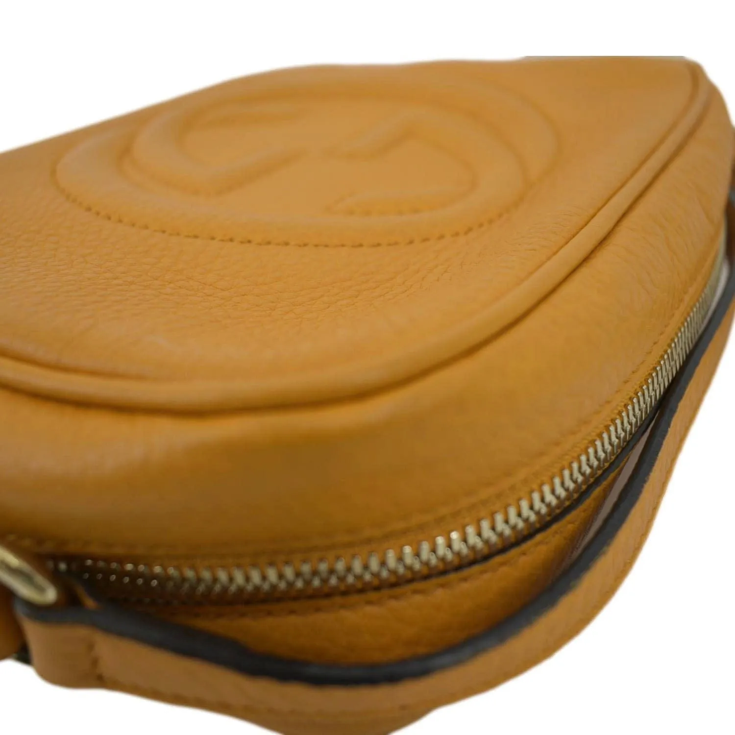 GUCCI Soho Disco Camera Leather Crossbody Bag Orange 308364