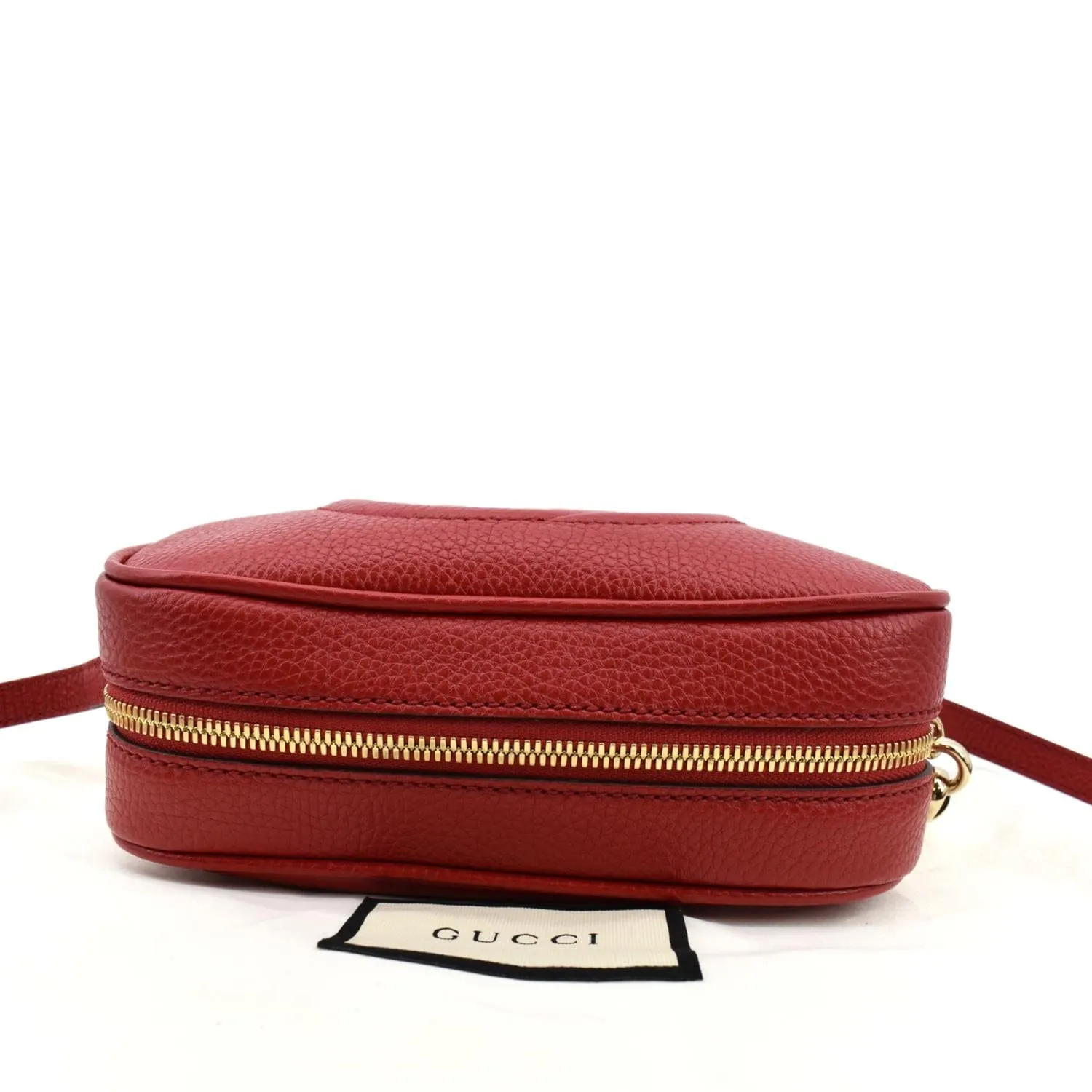 GUCCI Soho Disco Pebbled Leather Crossbody Bag Red 308364