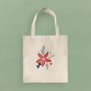 Hand Drawn Red Poinsettia - Canvas Tote Bag