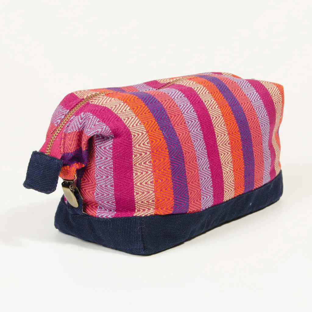 Hand Woven Toiletry Bag | Magenta Diamond Stripe