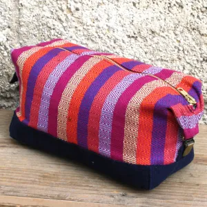 Hand Woven Toiletry Bag | Magenta Diamond Stripe