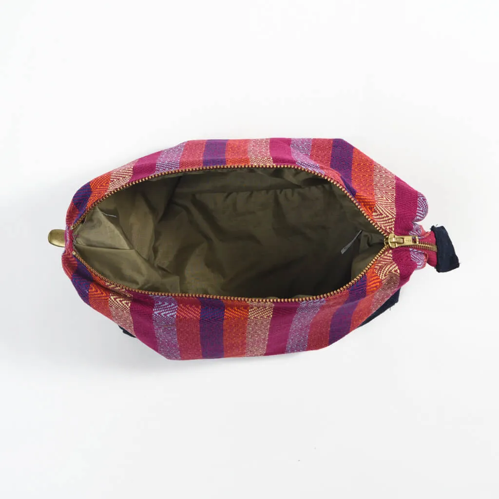 Hand Woven Toiletry Bag | Magenta Diamond Stripe