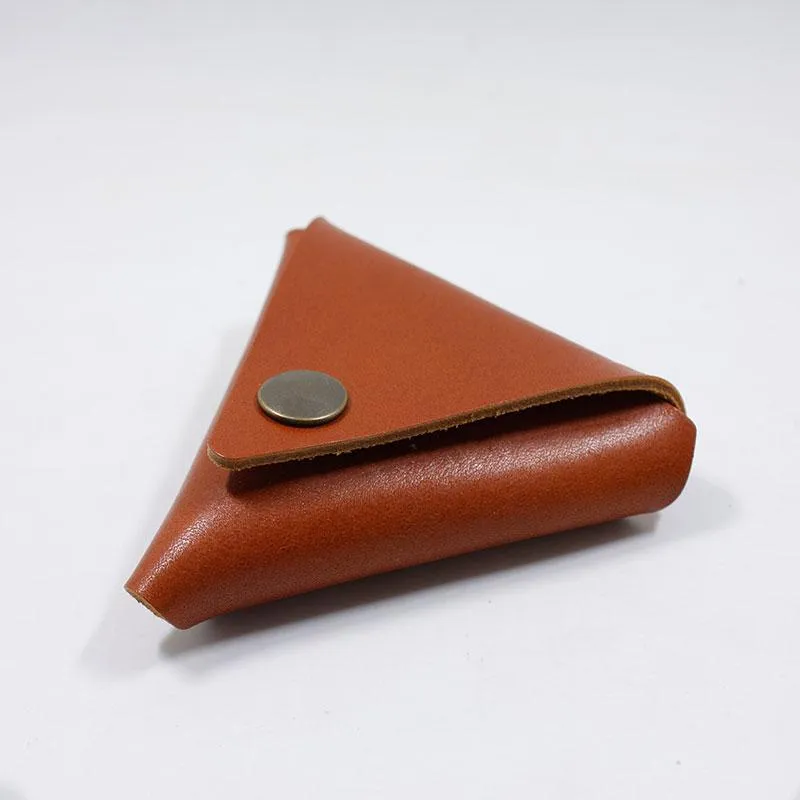 HANDMADE LEATHER CUTE Triangle Women Coin Change Holder Pouch PERSONALIZED MONOGRAMMED GIFT CUSTOM Coin Wallet Holder