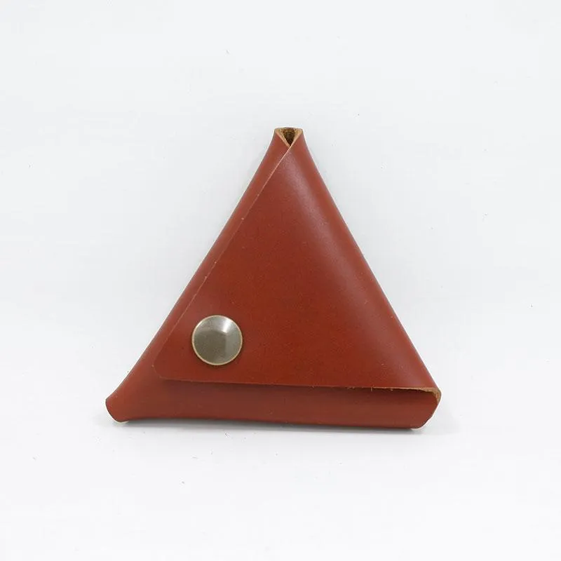 HANDMADE LEATHER CUTE Triangle Women Coin Change Holder Pouch PERSONALIZED MONOGRAMMED GIFT CUSTOM Coin Wallet Holder