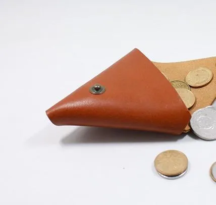 HANDMADE LEATHER CUTE Triangle Women Coin Change Holder Pouch PERSONALIZED MONOGRAMMED GIFT CUSTOM Coin Wallet Holder