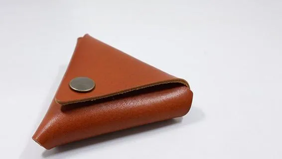 HANDMADE LEATHER CUTE Triangle Women Coin Change Holder Pouch PERSONALIZED MONOGRAMMED GIFT CUSTOM Coin Wallet Holder