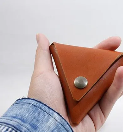 HANDMADE LEATHER CUTE Triangle Women Coin Change Holder Pouch PERSONALIZED MONOGRAMMED GIFT CUSTOM Coin Wallet Holder
