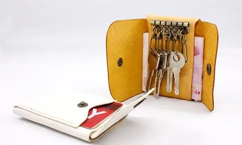 HANDMADE LEATHER CUTE Women Card Keys Holder Pouch PERSONALIZED MONOGRAMMED GIFT CUSTOM Key Wallet Holder