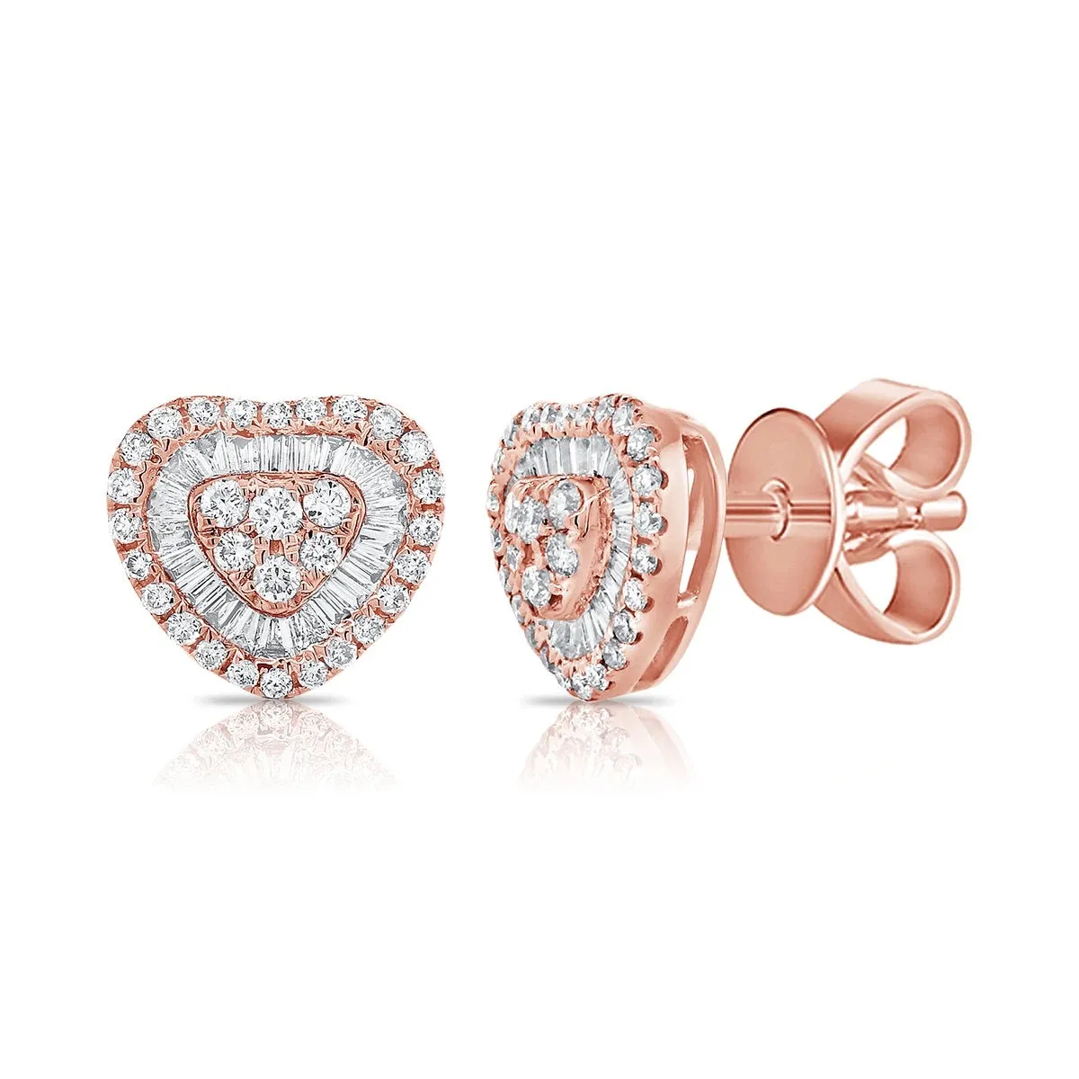 Heart Baguette and Pave Earrings