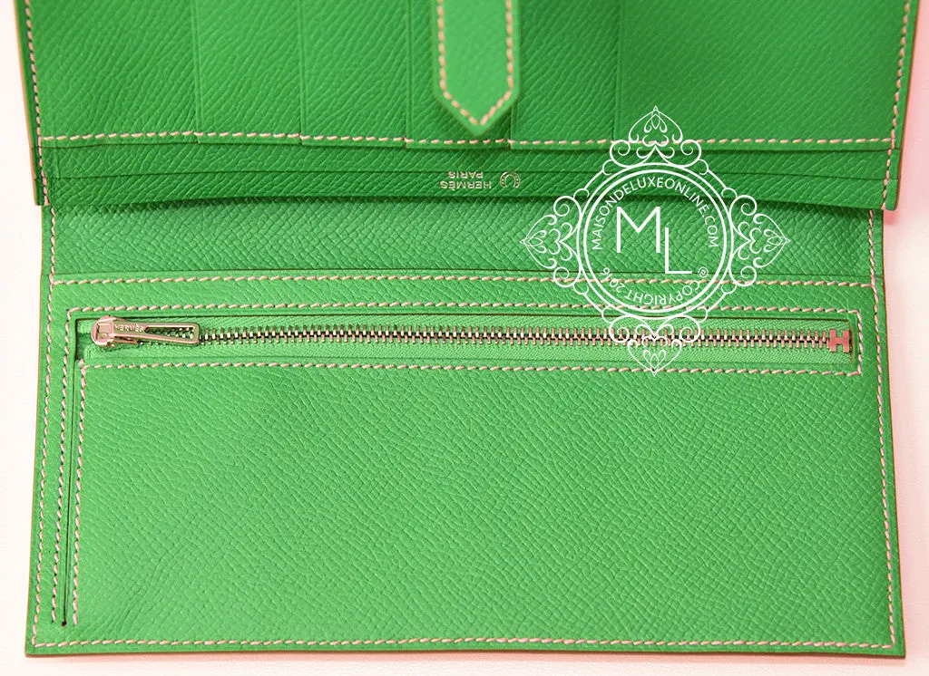 Hermes Pink Rose Confetti Bambou Bi-color Epsom Bearn Wallet