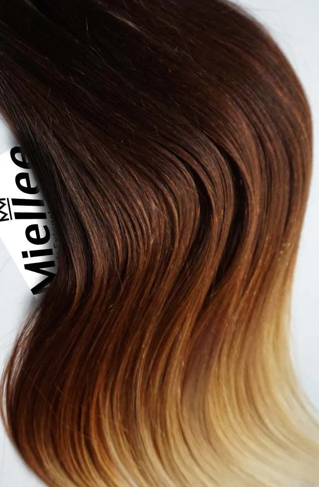 High Contrast Golden Ombre Seamless Tape Ins - Wavy Hair