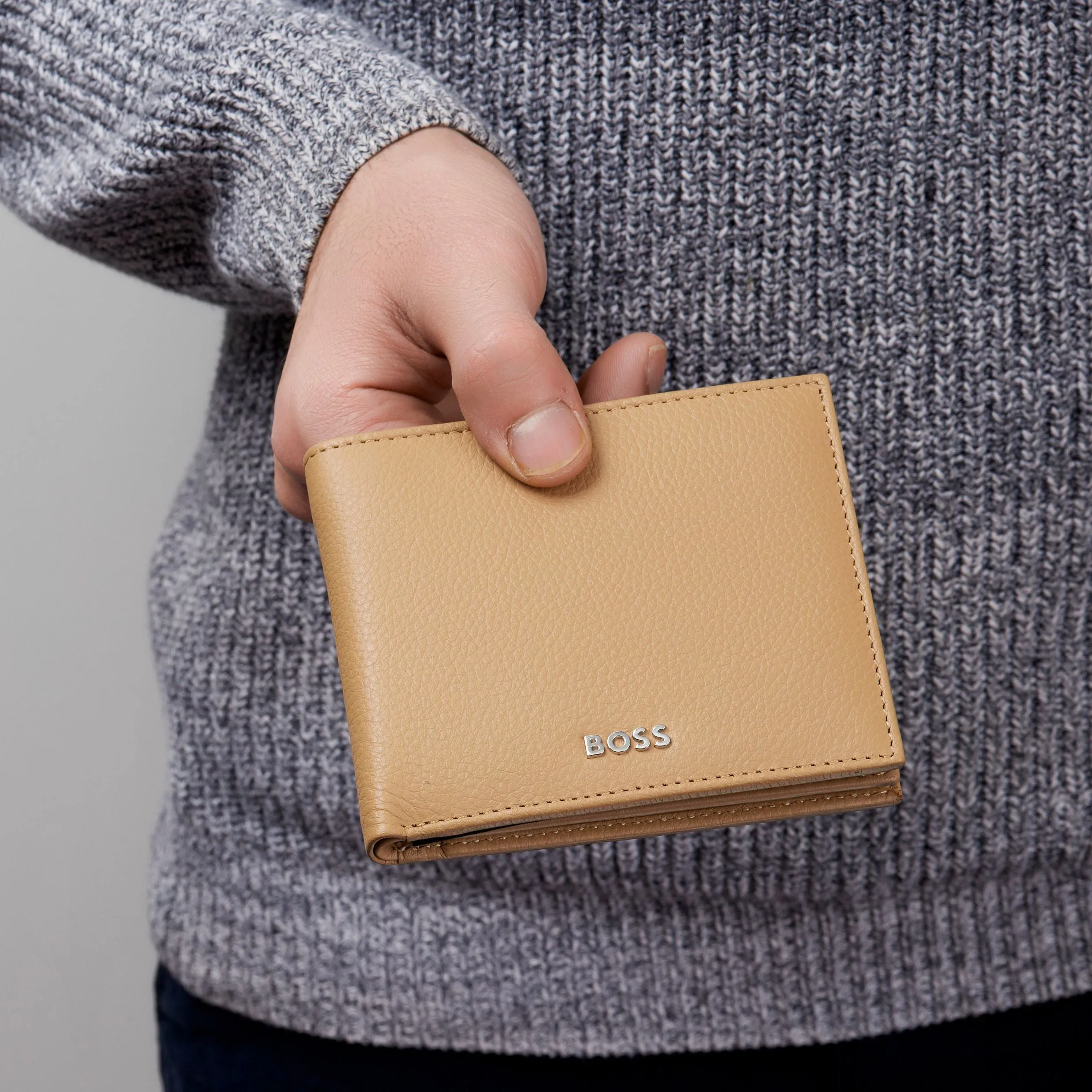 HUGO BOSS HLN416X - Money wallet with flap Classic Grained Camel