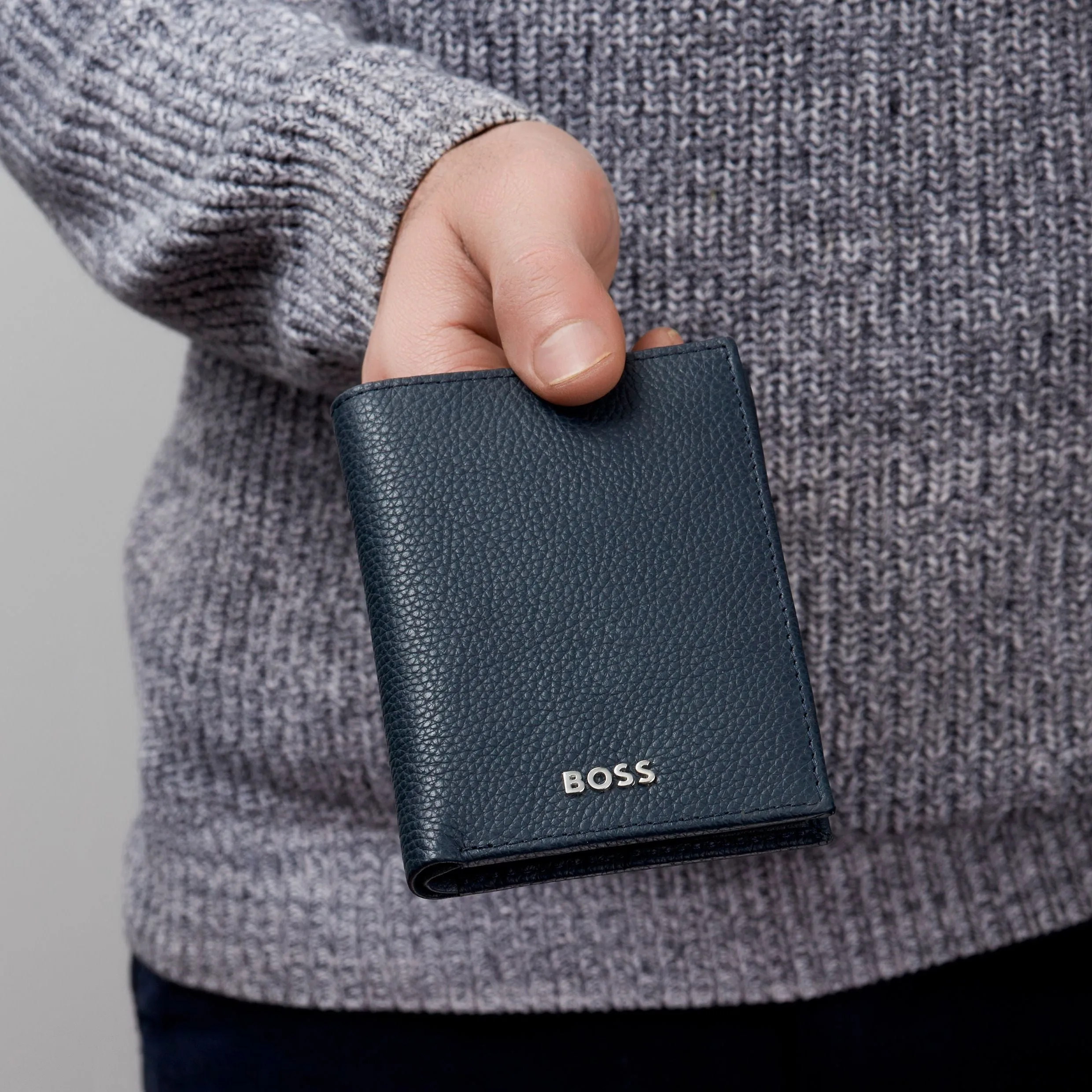 HUGO BOSS HLO416N - Money wallet Vertical flap Classic Grained Navy