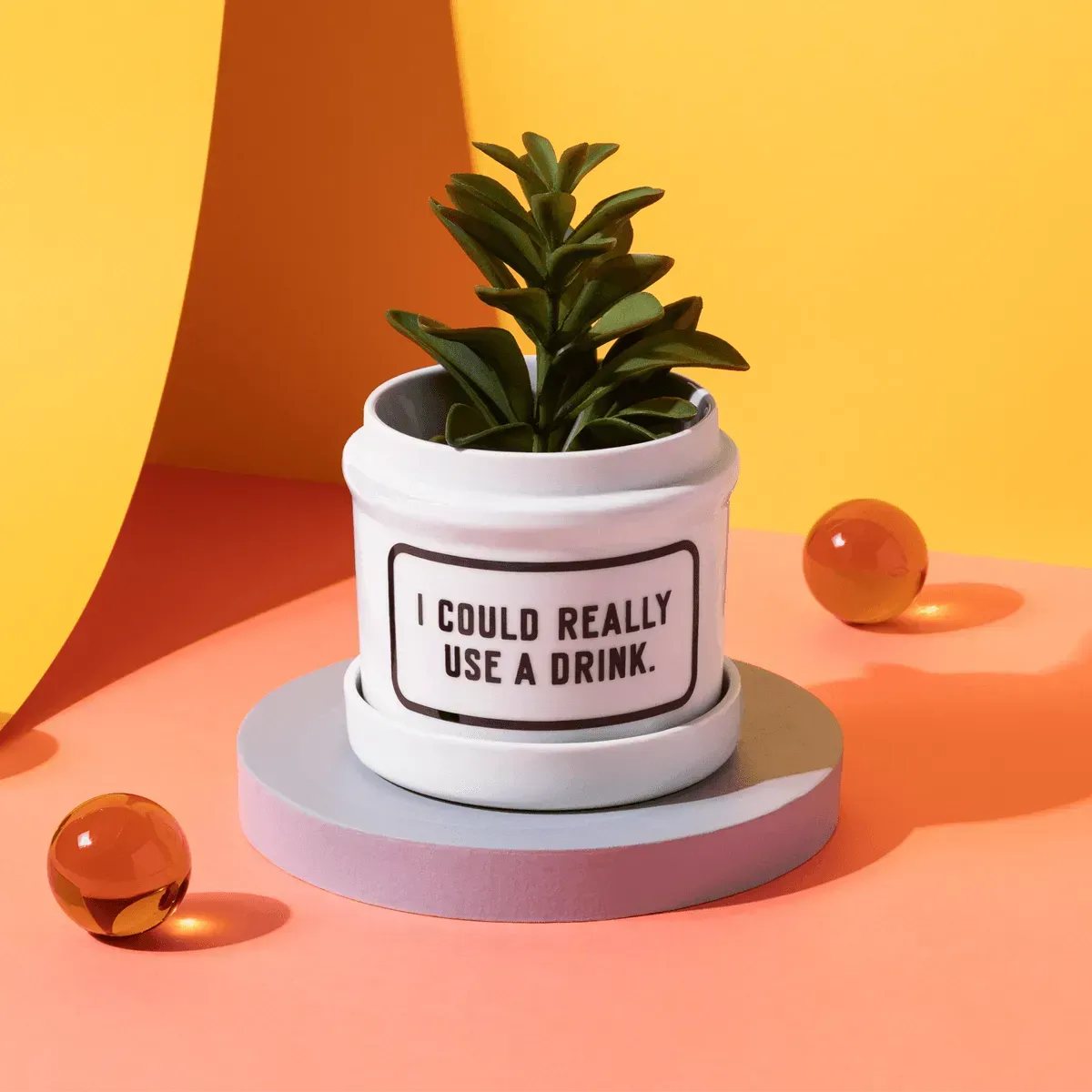 I Could Really Use A Drink Planter w/ Drip Tray