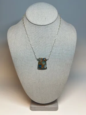 IMPRESSION JASPER AND STERLING SILVER CHAIN NECKLACE LCN737