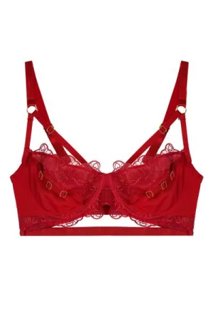 Iris Slider Balcony Bra - Red -