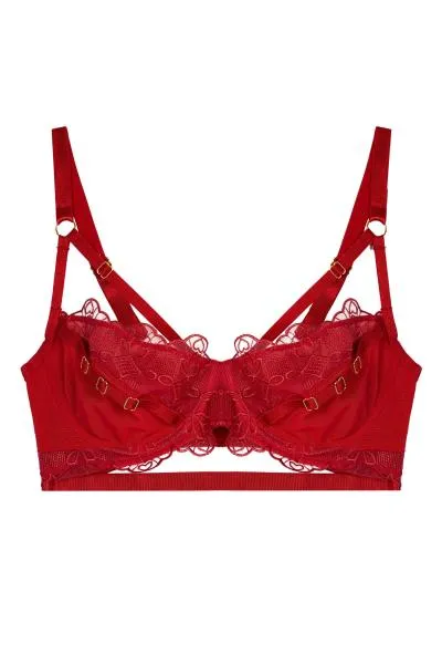 Iris Slider Balcony Bra - Red -