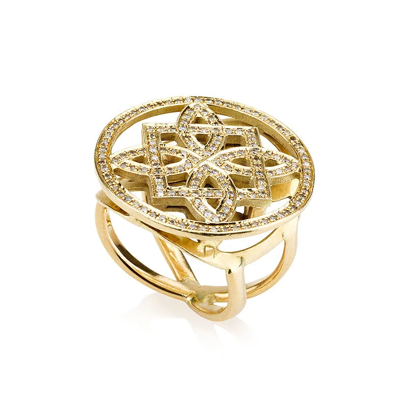 Iris statement ring with diamonds