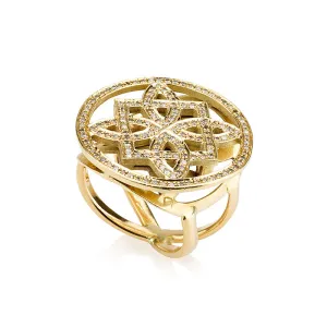 Iris statement ring with diamonds