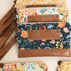 Ivey Wristlet Wallet Leather Trim MADE TO ORDER