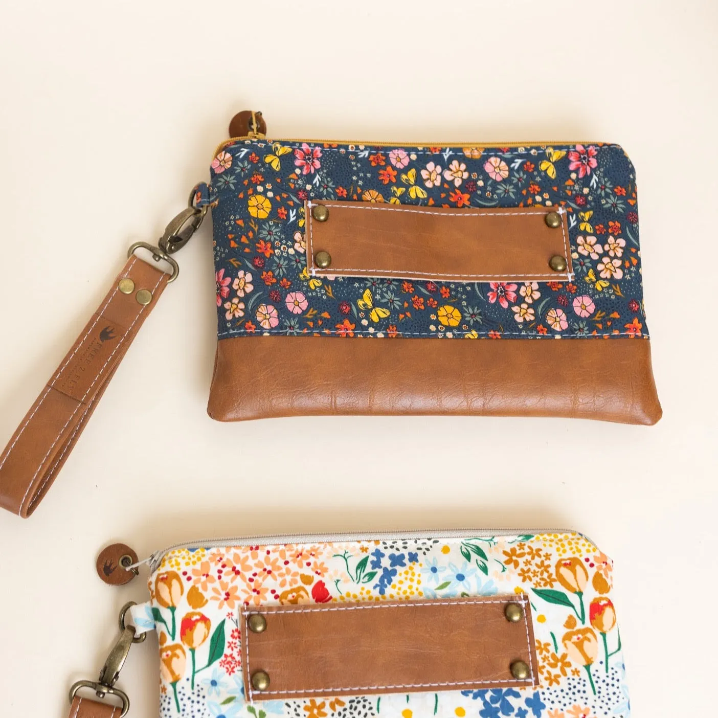 Ivey Wristlet Wallet Leather Trim MADE TO ORDER