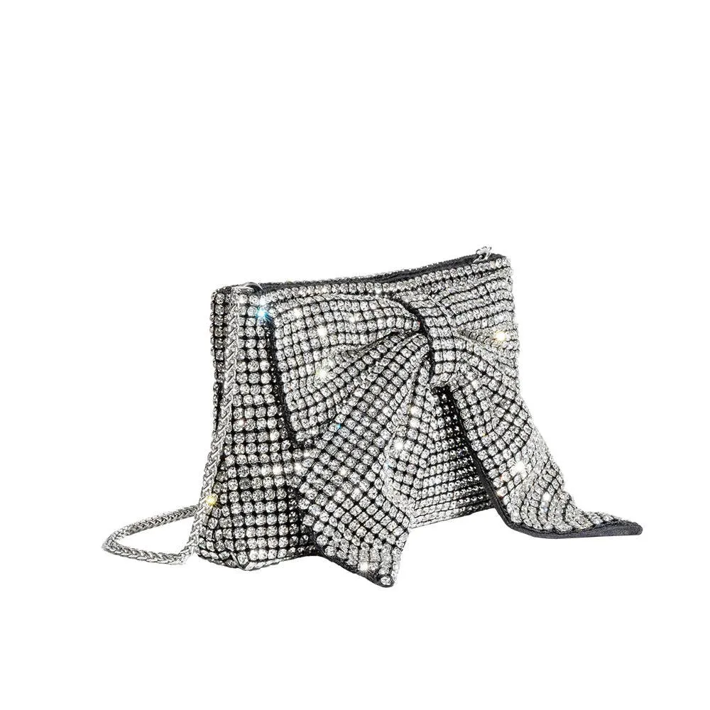 Jada Silver Bow Rhinestone Crossbody Bag Pre-Order 12/15