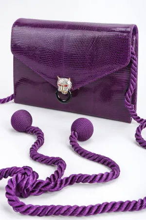 Jeweled Jaguar Convertible Lizard Clutch