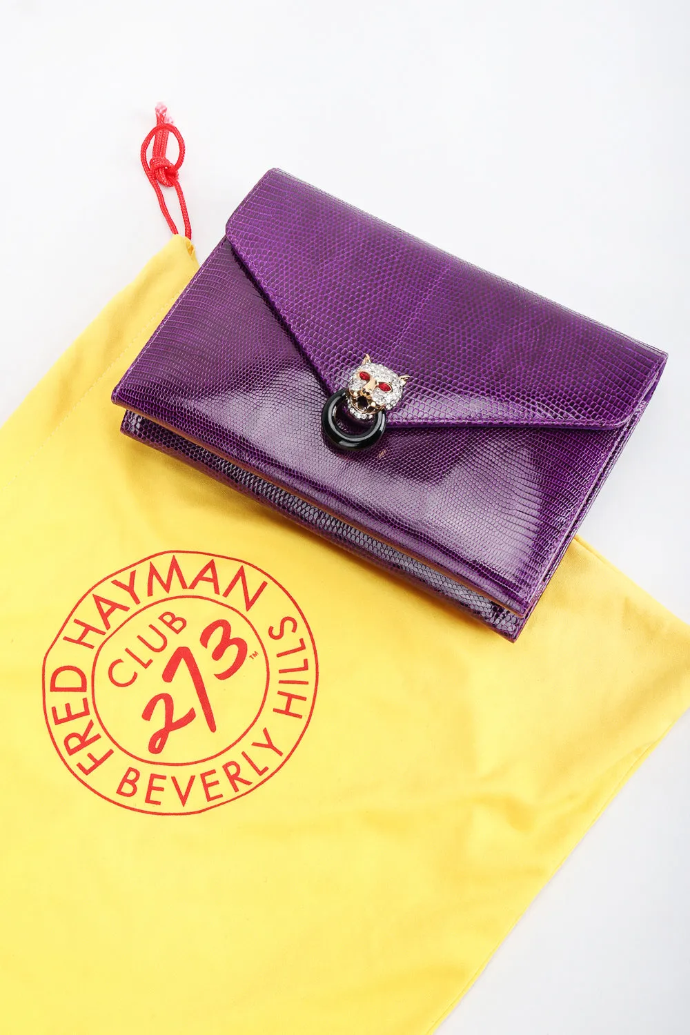 Jeweled Jaguar Convertible Lizard Clutch