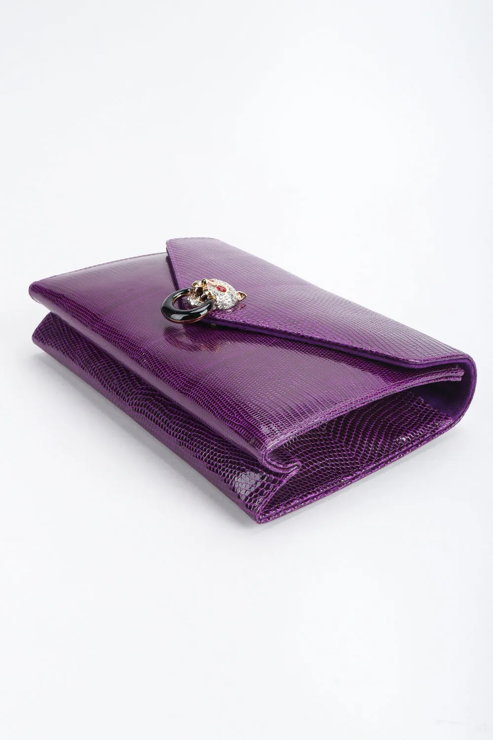 Jeweled Jaguar Convertible Lizard Clutch