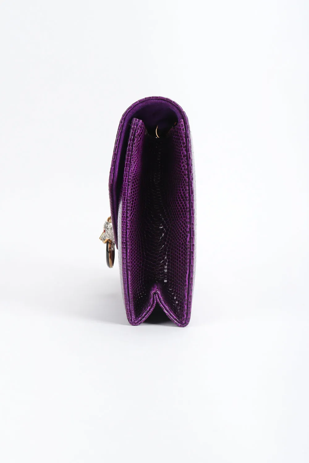 Jeweled Jaguar Convertible Lizard Clutch