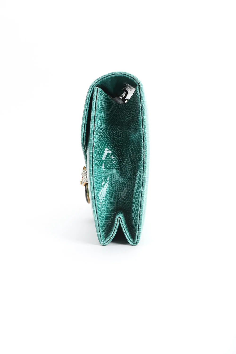 Jeweled Jaguar Turquoise Lizard Clutch