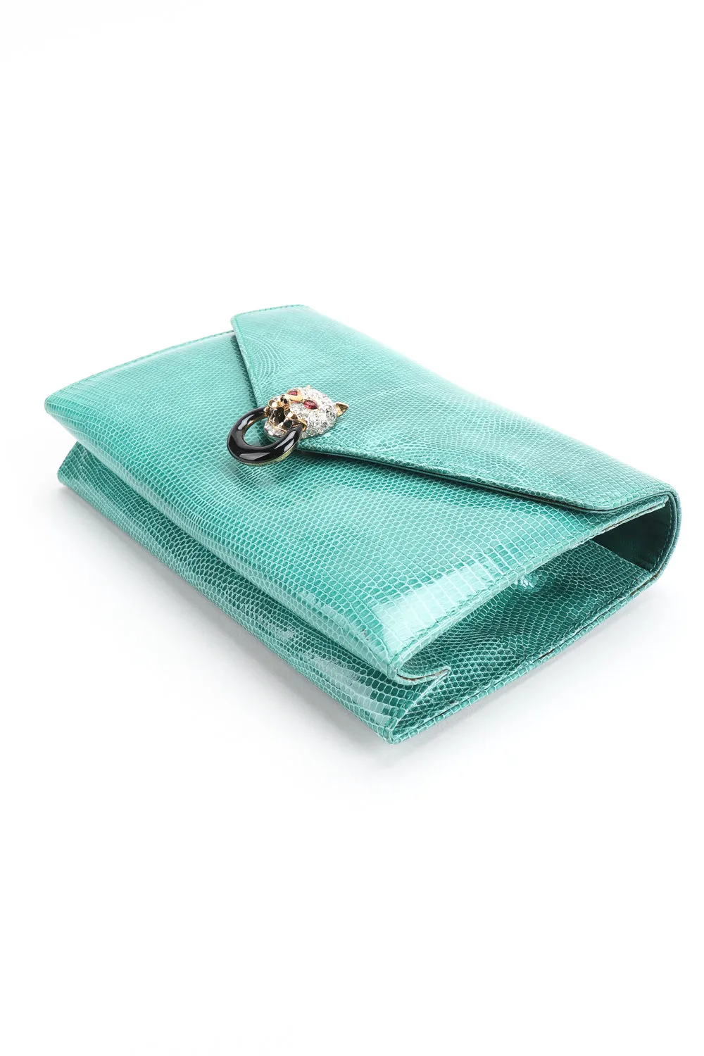 Jeweled Jaguar Turquoise Lizard Clutch