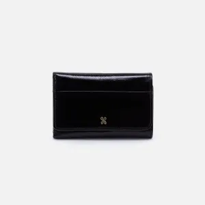 Jill Trifold Wallet In Polished Leather - Black