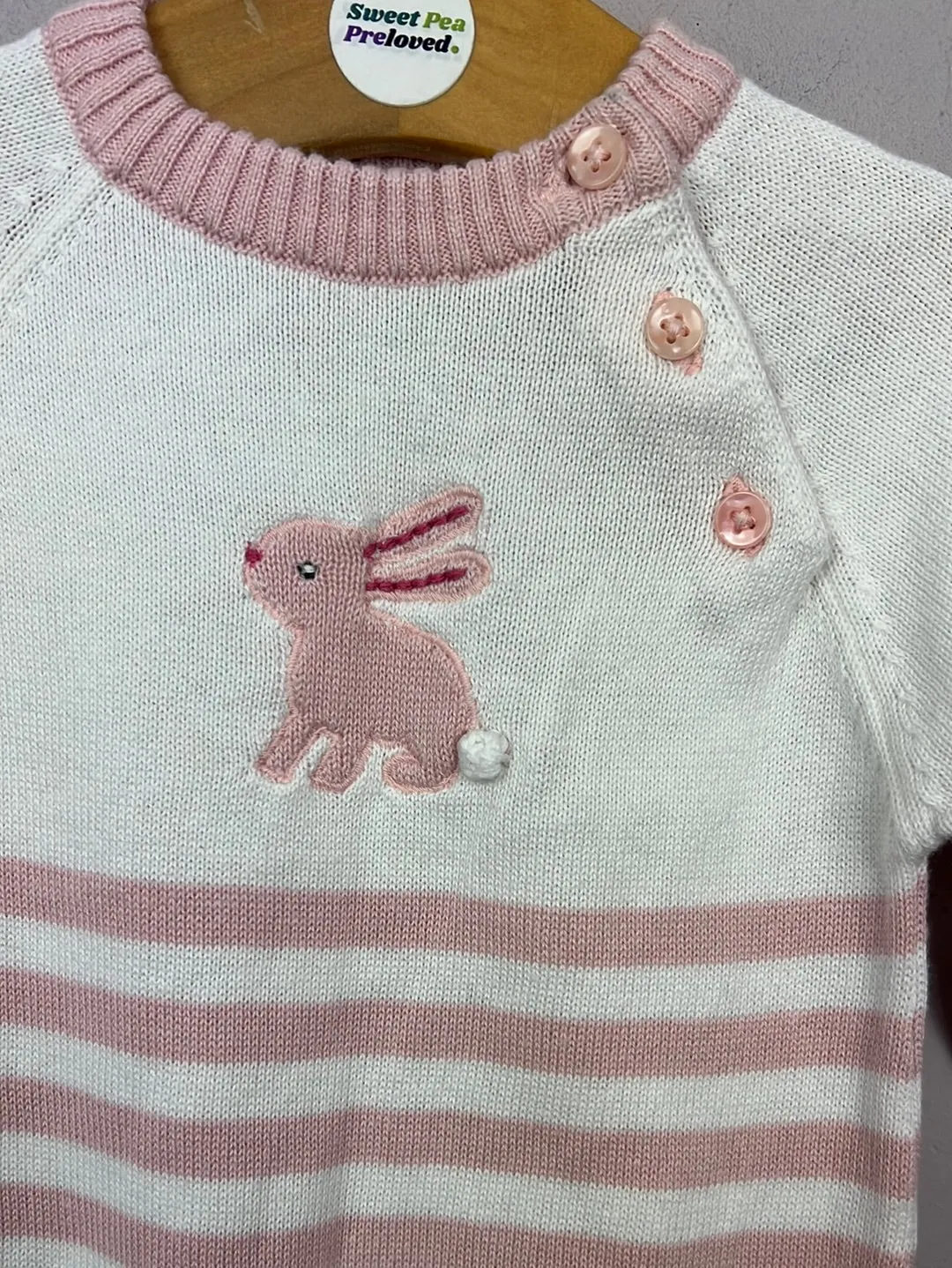 John Lewis Knit bunny romper 0-3m