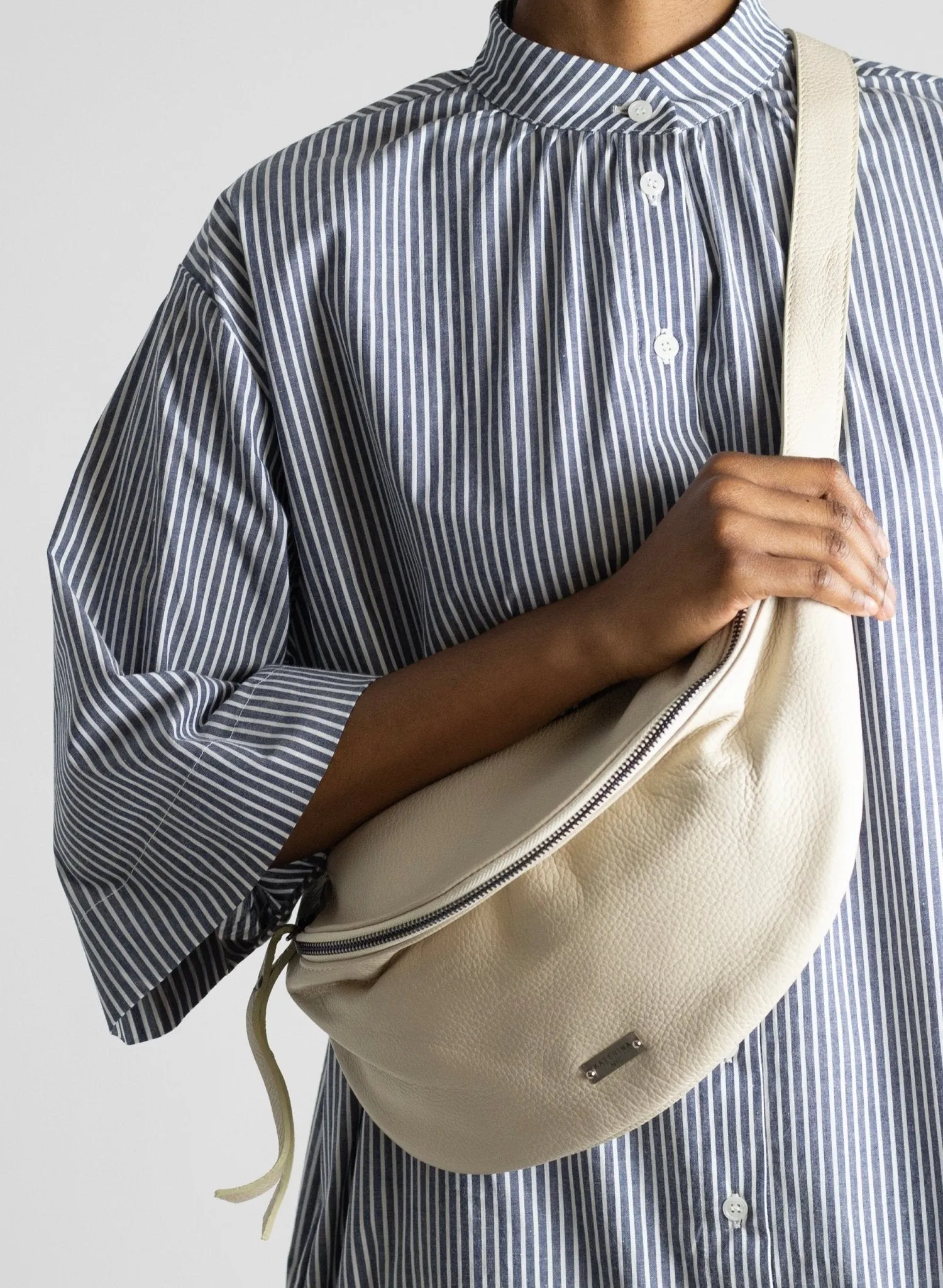 Katerina NYC - Pebbled Leather Sling Bag - Cream