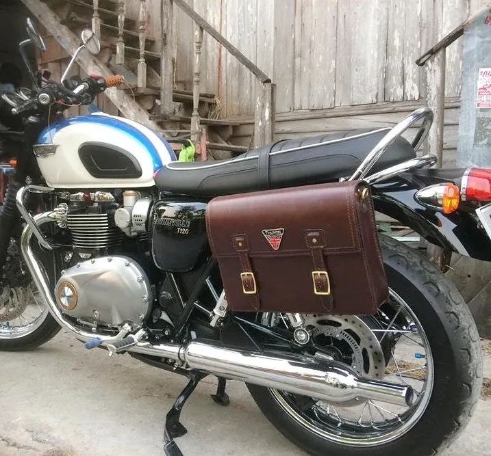 KB-TSADB - Triumph Bonneville Strapped Saddle Bag w/ Union Jack Pin
