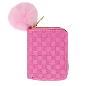 Kids Checker Canvas Wallet - Hot Pink