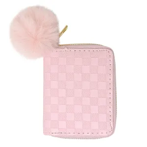 Kids Checker Canvas Wallet - Light Pink